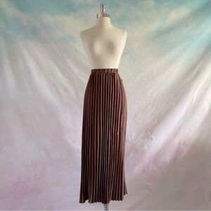 SHEIN Curve Brown Pleated Maxi Skirt